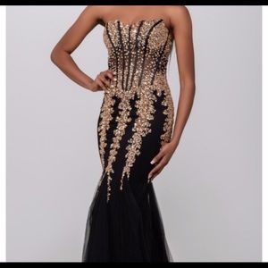 Jovani Black and Gold Dress